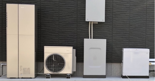 エコキュートと太陽光発電システム、蓄電池、V2H